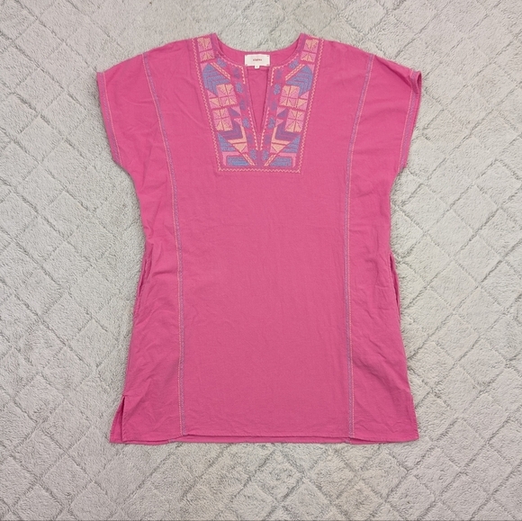 Xirena Dress Womens M Pink Villa Vida Shift V Neck Embroidery Above Knee - Picture 1 of 9
